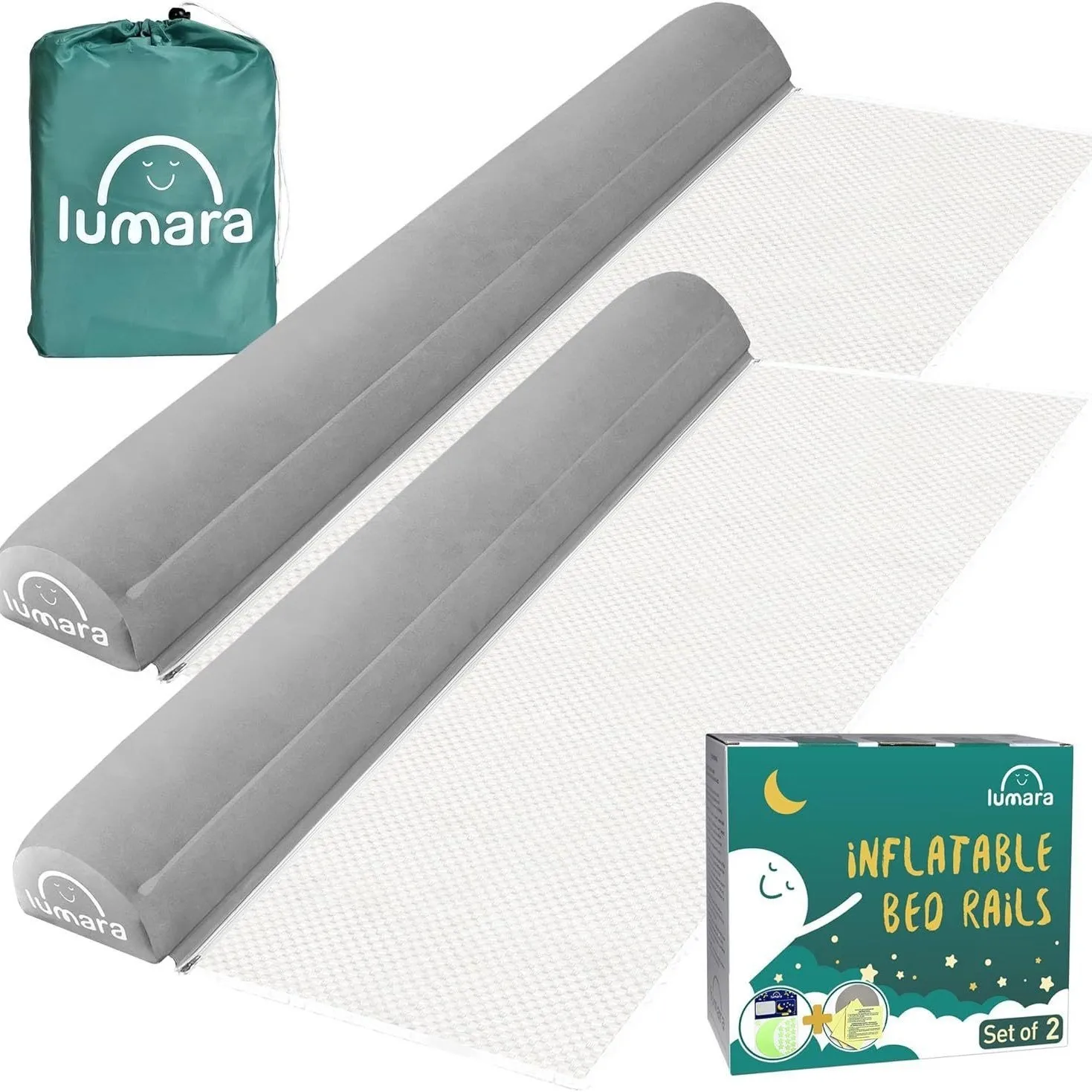 Barandas inflables en cama de viaje