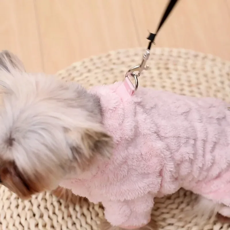 Ropa cálida de lana para perros, mono suave y acogedor para cachorros, anillo en D de felpa para invierno, chaleco para mascotas pequeñas y medianas, abrigo para gatos - imagen 2