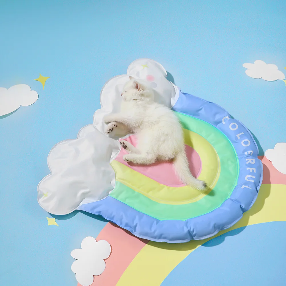 Cama con almohadilla de refrigeración para perros, gatos, cachorros, gatitos, manta fresca para mascotas, Material de seda de hielo suave para dormir en verano, rosa, azul, transpirable - imagen 3