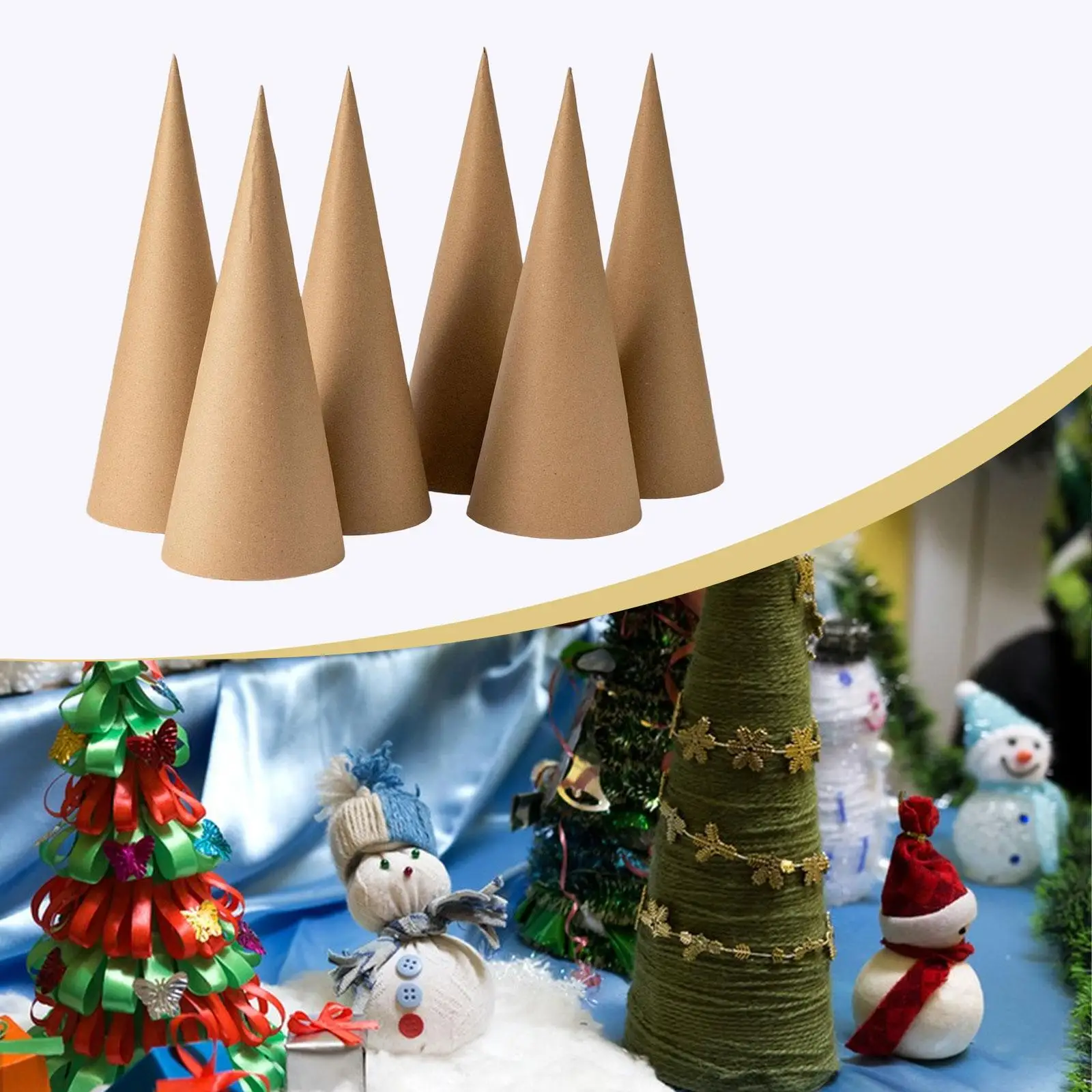 Conos de papel Kraft Mache para aula de Halloween, conos artesanales de 12 pulgadas para Navidad, hogar, proyectos de arte DIY, álbum de recortes de oficina, 6 uds.