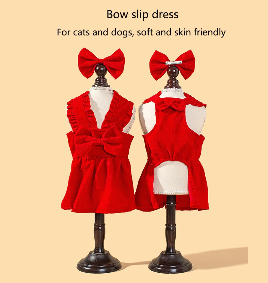 Nueva ropa bonita para perros con lazo de otoño e invierno, faldas para cachorros, ropa para mascotas de estilo fresco pequeño elegante, moderno y versátil - imagen 2