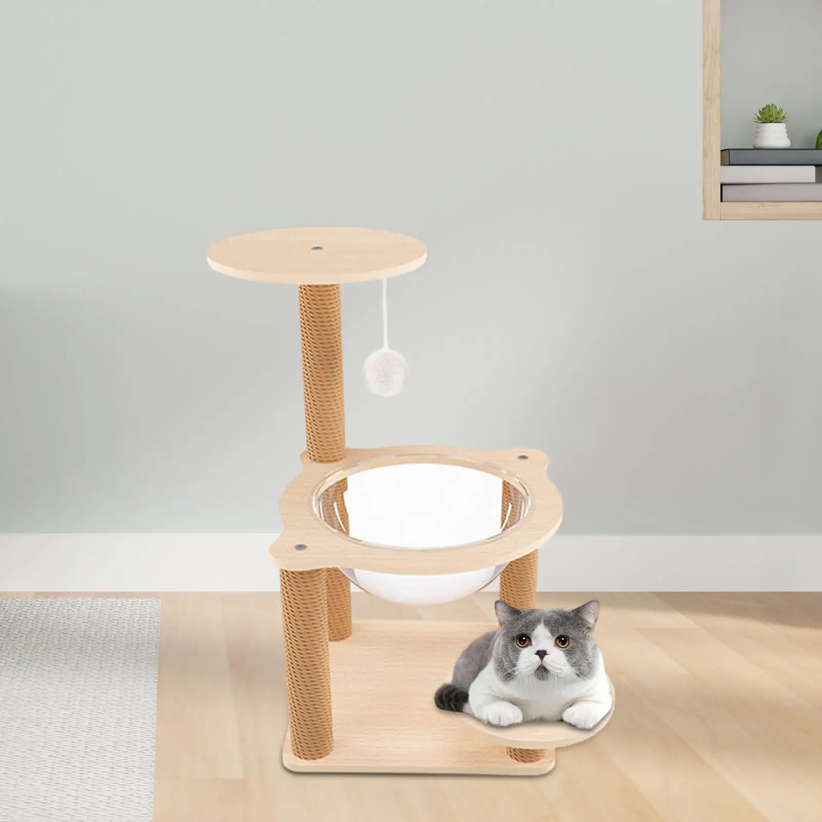 Wooden Cat Tree Activity Centre Stable Cat House Cat Hammock with Scratching Posts Cat Bed Cat Nest for Kitty Cats Kittens Bunny