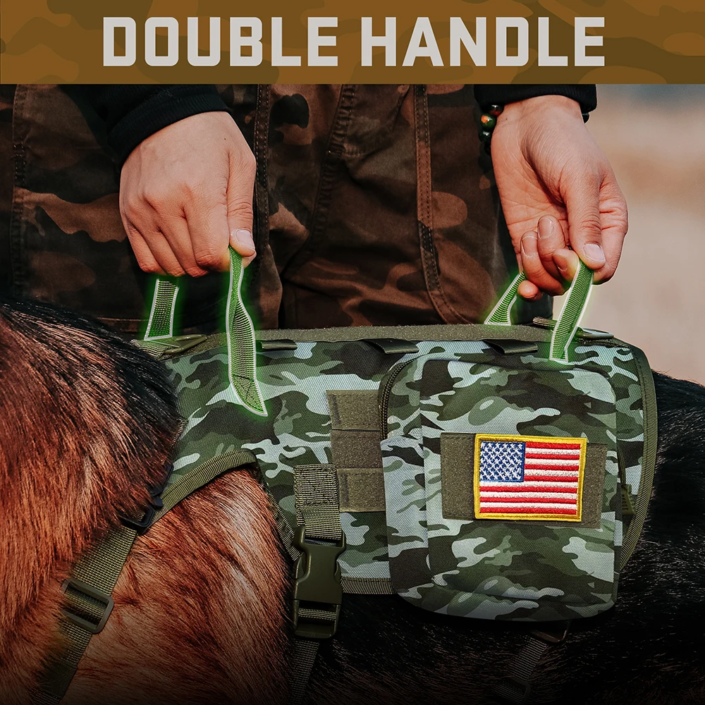 Arnés táctico para perros, conjunto de correa, chaleco de entrenamiento militar para mascotas con bolsas, banderas, collares duraderos para perros grandes, pastor alemán - imagen 4