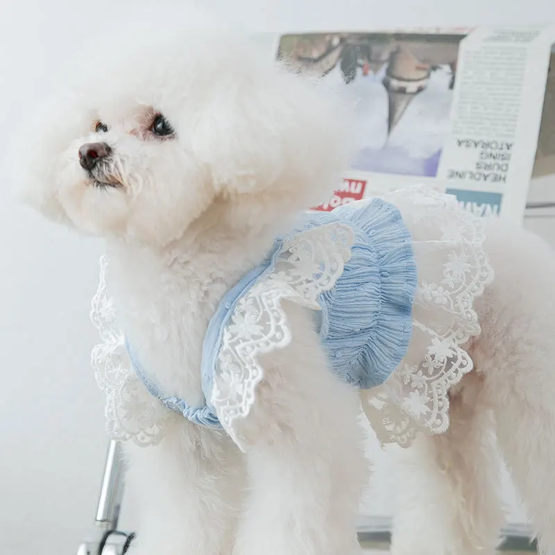 Ropa de encaje para perros, vestido de princesa, chaleco Halter para mascotas, ropa para cachorros, ropa transpirable de dos patas - imagen 4