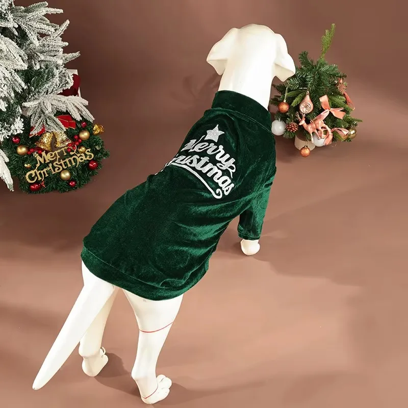 Tallas S–6XL para perros pequeños a grandes Sudadera navideña para perros de terciopelo, estampado “Feliz Navidad”, jersey suave y cálido, rojo/verde, - imagen 5