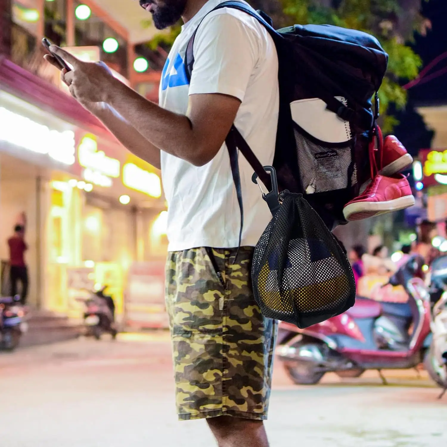 Mochila portátil de baloncesto con cordón, bolsa de malla para fútbol, voleibol, bolsas de almacenamiento para pelotas, deportes al aire libre, viajes, gimnasio, Yoga - imagen 2