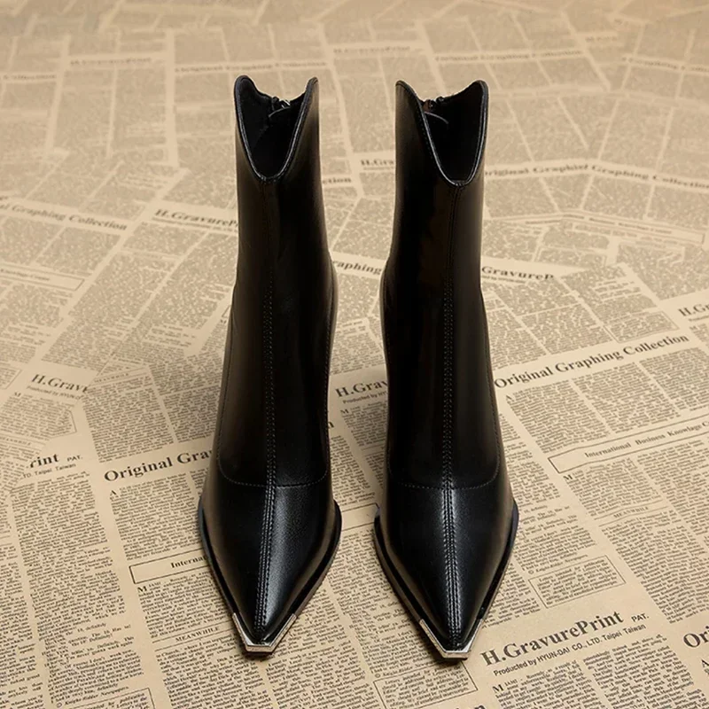 2024 Winter High Heels Sexy Women Luxury Shoes Chunky Ankle Chelsea Boots Fashion New Pointed Toe Zipper Goth Pumps Brand Shoes - imagen 3