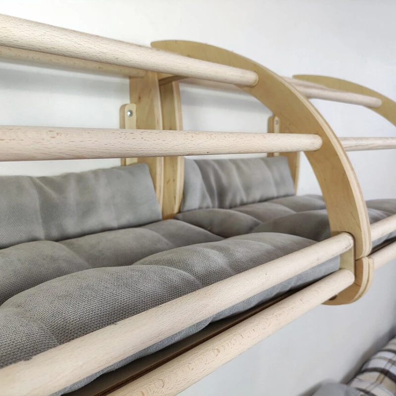 Nido de madera cálido para gatos, oruga montada en la pared, casa para gatos semicerrada en invierno, productos para mascotas, rascadores de muebles, accesorios de juguete para gatos - imagen 2