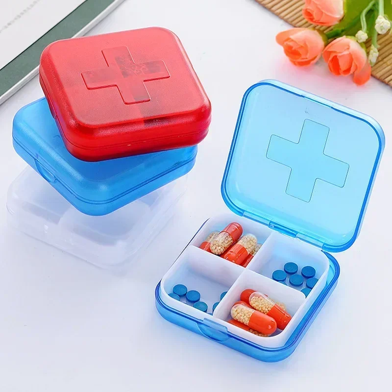 Mini estuche organizador de 2 uds., pastillero de 4 rejillas, práctico colocación de medicina, colocación de medicina de viaje, pastillero portátil para tableta - imagen 2