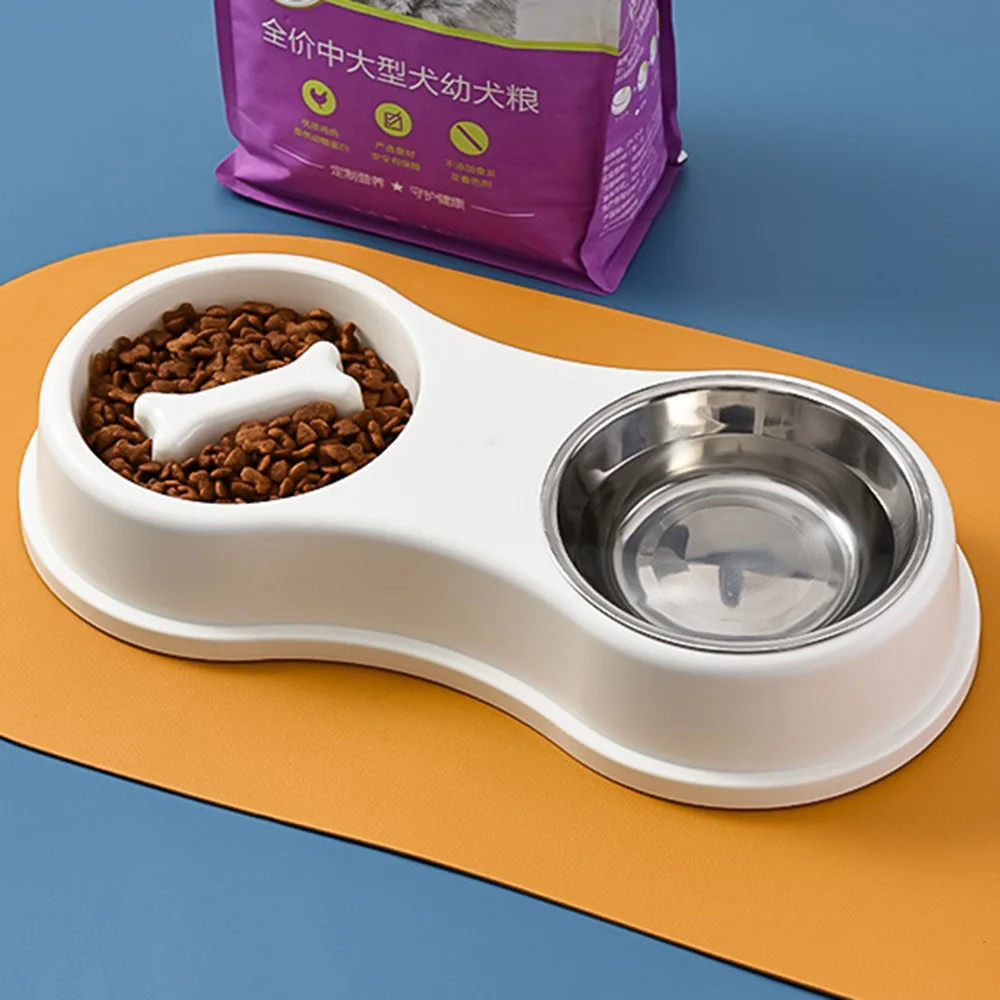 Cuenco alimentador lento para mascotas, cuenco doble de acero inoxidable, cuenco para comida para perros y gatos, plato alimentador antiastres para cachorros y gatitos, suministros duraderos para mascotas - imagen 3