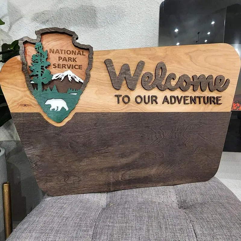 Letrero de aventura del Parque Nacional, tablero de campamento decorativo de madera de 38cm, ventana/pared/decoración del hogar para naturaleza, actividad al aire libre y naturaleza - imagen 2