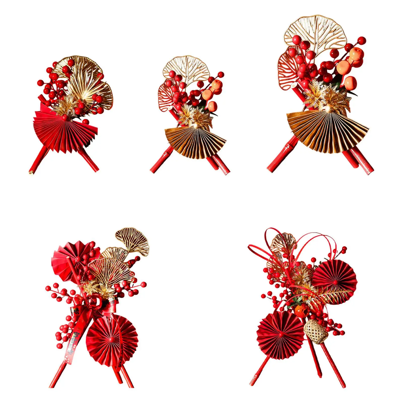 Estatuilla de bambú de Año Nuevo Chino, decoración de mesa de bayas rojas, centro de mesa coleccionable de la suerte para mostrador de Hotel - imagen 2