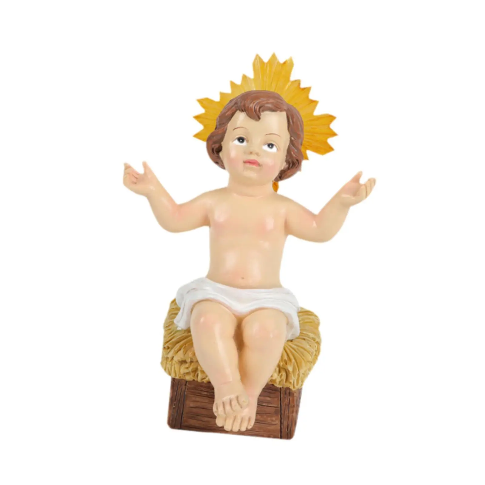 Figura Niño Jesús – Tallado detallado y acabado liso para estanterías - imagen 2