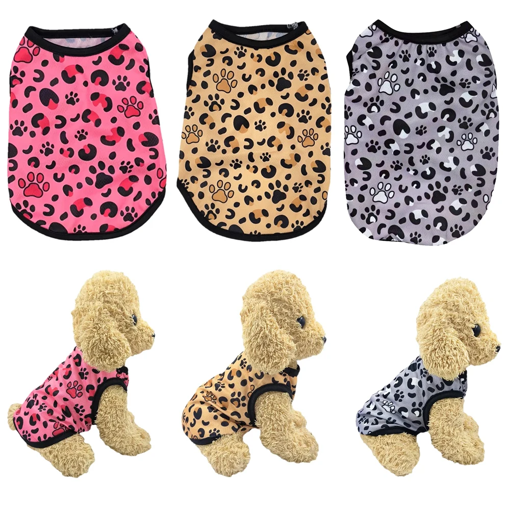 Chaleco con estampado de leopardo para mascotas, ropa de verano para perros pequeños y medianos, abrigo suave y acogedor para cachorros, ropa transpirable para gatos, Chihuahua y Pug