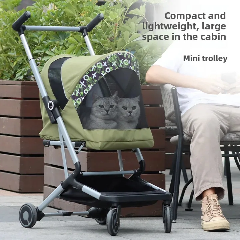 Cochecitos para mascotas, carrito plegable integrado ultraligero y portátil para perros, carrito de espacio grande para salir de perros pequeños y medianos