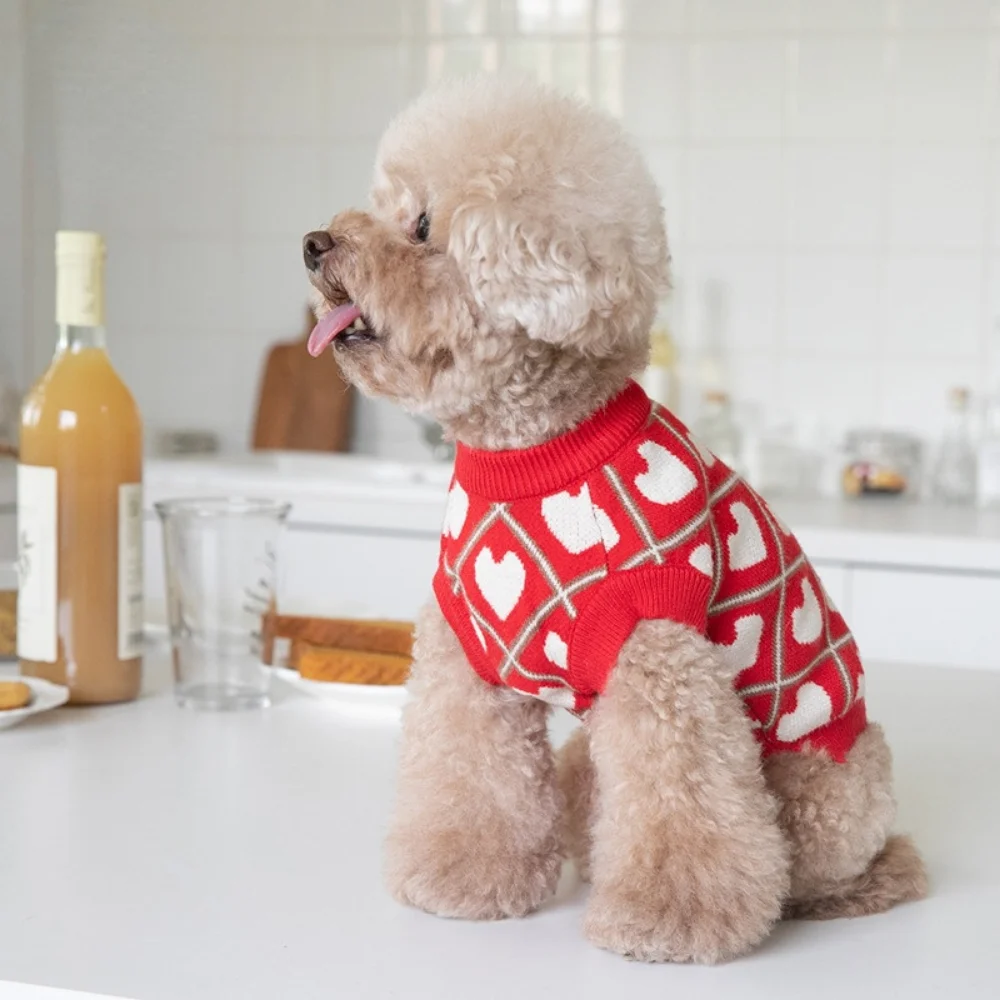 Suéter Jacquard colorido para mascotas, chaleco cálido para perros y gatos, ropa de Año Nuevo, Otoño e Invierno - imagen 3