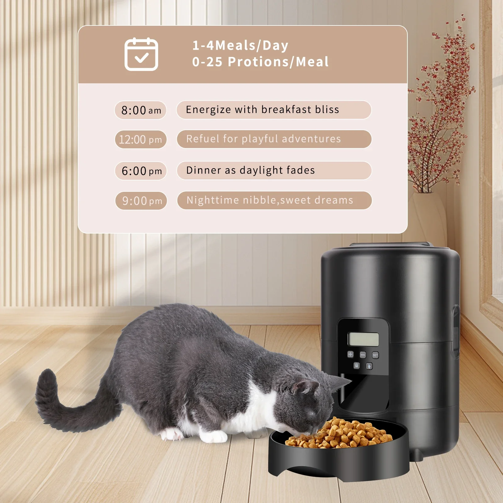 Alimentador automático para mascotas con Control por aplicación de 2L, versión con botón, dispensador automático de comida para gatos, alimentador inteligente para mascotas, tazón de comida seca para gatos y perros - imagen 2