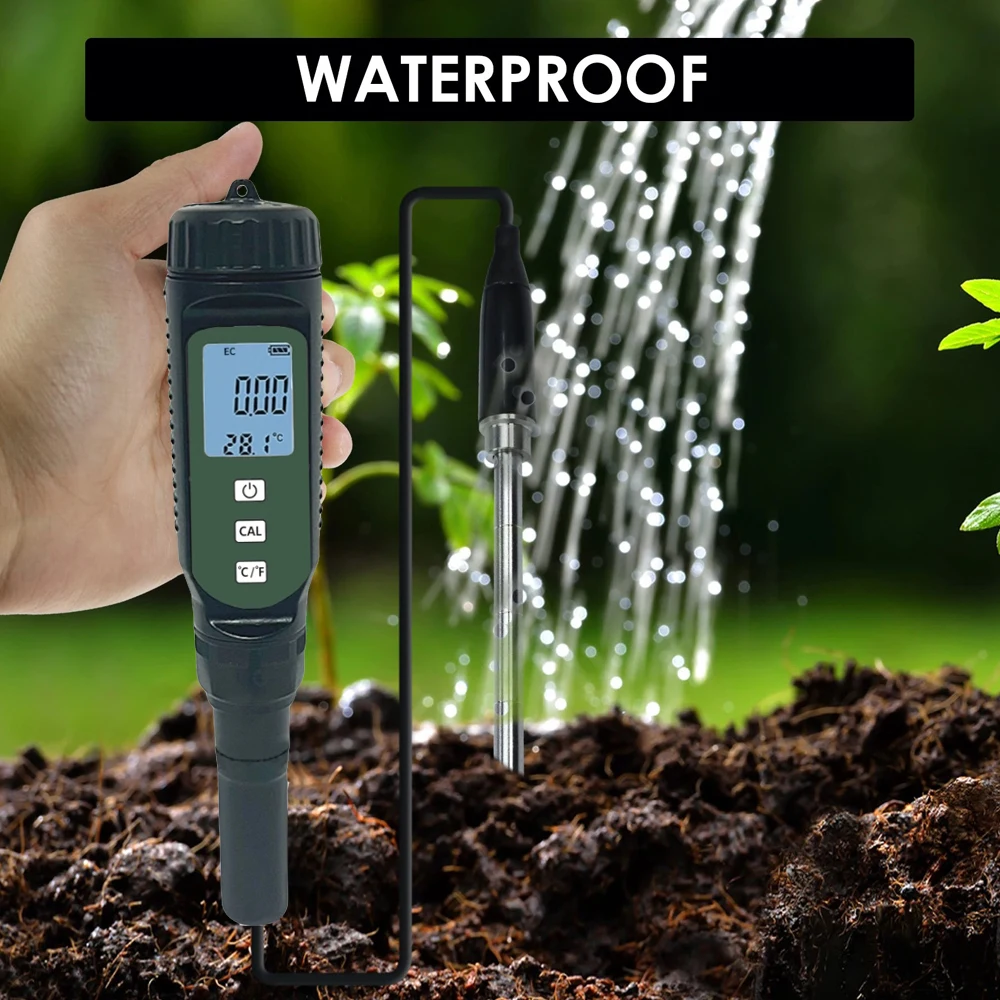 Medidor EC de suelo portátil, analizador de suelo de alta precisión, Detector de temperatura y EC de suelo 2 en 1, pantalla LCD, probador de suelo para flores - imagen 4