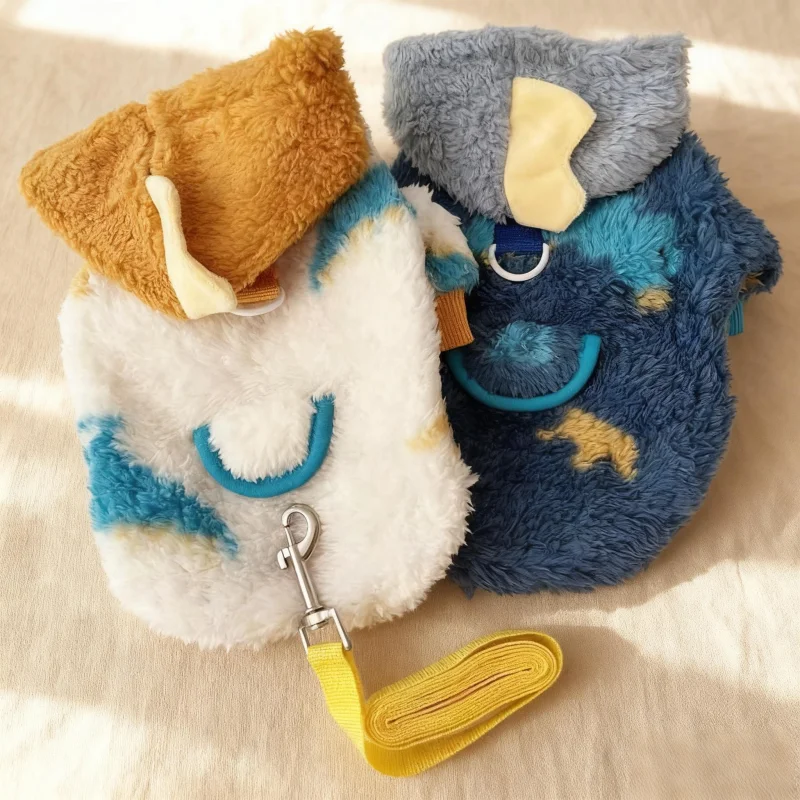 Ropa cálida de invierno para perros, sudaderas con capucha suaves y bonitas para perros, jerséis con patrón de animales para cachorros, suéter de gato de peluche a la moda, Sudadera con capucha para mascotas, trajes para caniche