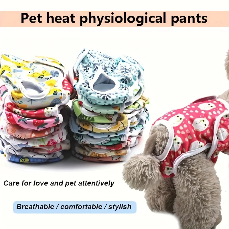 Pañales para perros masculinos lavables lindos para perros femeninos, pañales para perros masculinos reutilizables de alta absorción a prueba de fugas, pantalones fisiológicos para perros en 6 colores - imagen 3