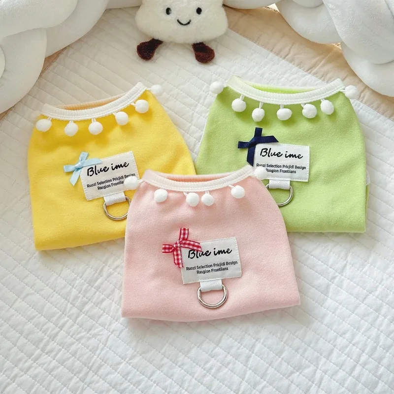 Linda camisa básica para primavera y otoño para mascotas, camiseta para el hogar con cuello medio alto para perros y gatos, Sudadera con capucha para perros pequeños con oso Teddy Schnauzer