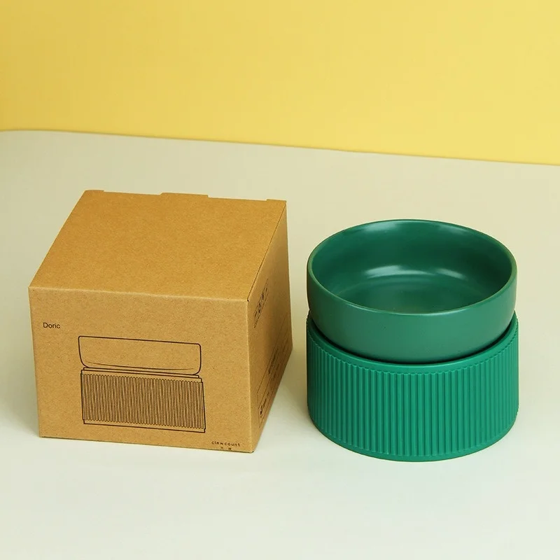 Cuenco de cerámica para perros y gatos, bebedero alimentador para cachorros, soporte elevado, cuencos blancos y rosas dobles para gatos, perros y gatitos, agua de alimentación - imagen 5