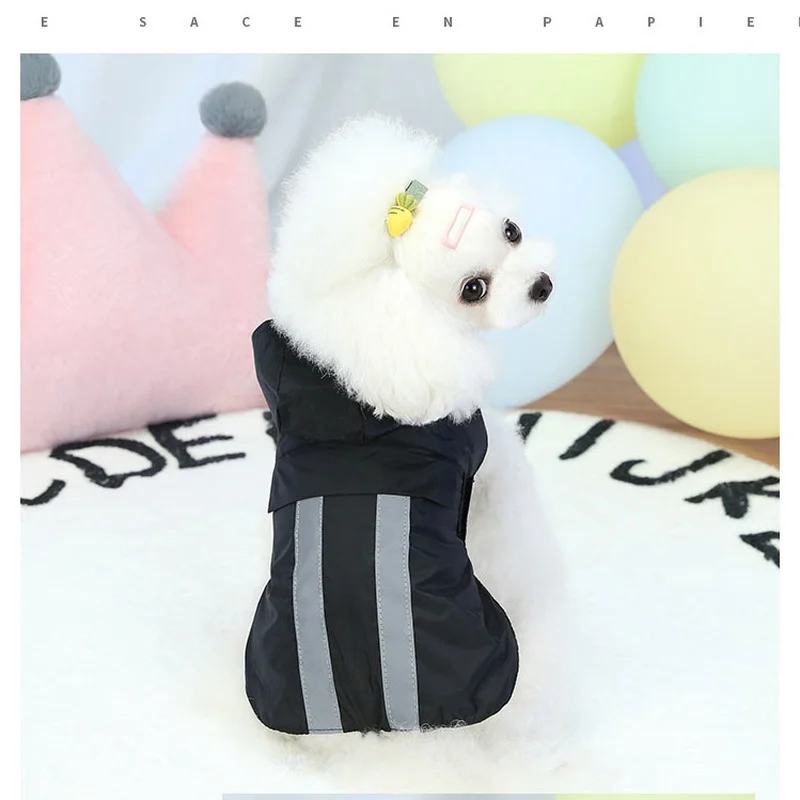 Chubasquero reflectante para perro, ropa impermeable a rayas para Bulldog Francés, capa impermeable para perros grandes, ropa para perros pequeños - imagen 2