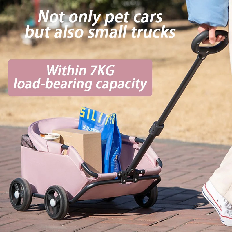 Carro para caminar para perros y gatos al aire libre, ruedas, ligero, plegable, para acampar, cochecito de peluche, pequeño y bonito sombrilla, cochecito para perros, suministros para mascotas - imagen 5