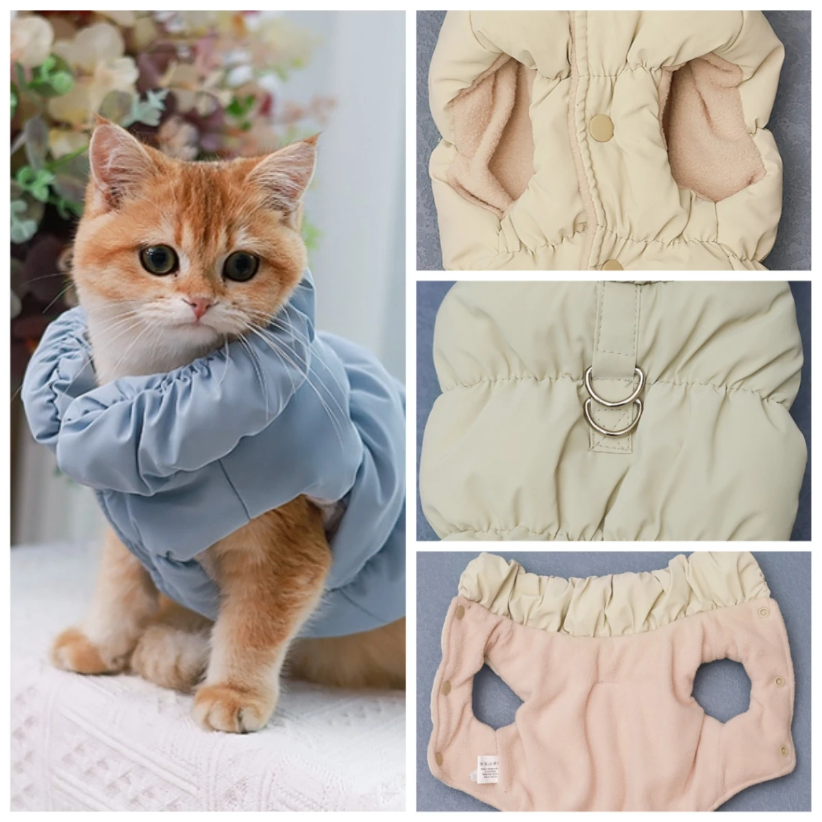 Chaqueta cálida de invierno para perros y gatos, abrigo acolchado de dos patas con correas cálidas para las piernas para mascotas, chaleco de lana suave para cachorros, traje de otoño e invierno - imagen 2