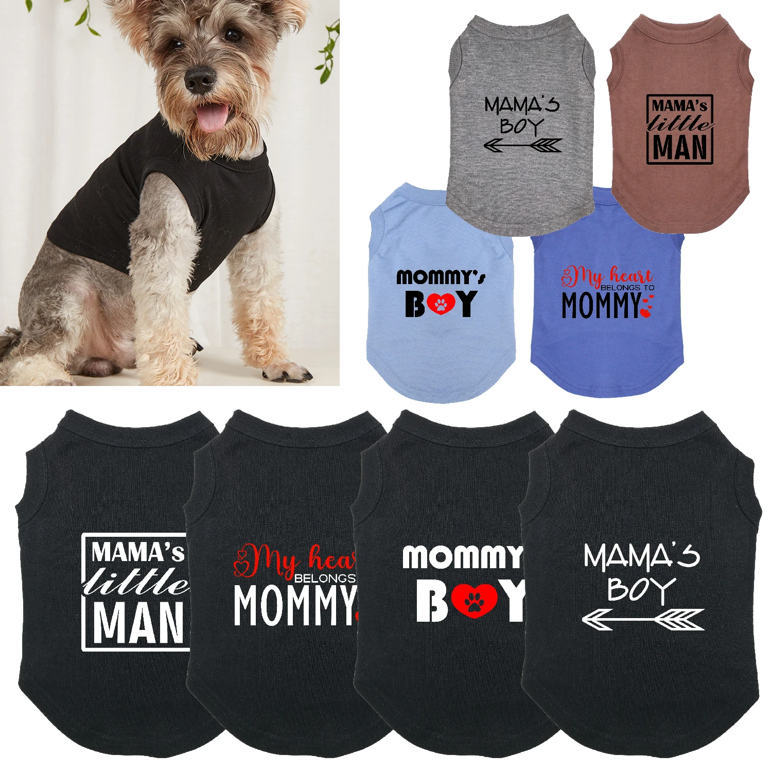 Camiseta para perro con estampado de mamá, ropa transpirable de verano, chaleco encantador para gato y perro