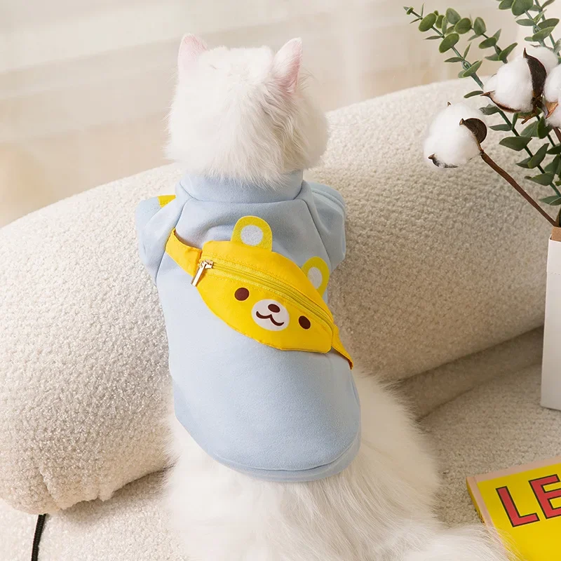 Ropa bonita para gatos, chaqueta polar cálida de dos patas para otoño e invierno, ropa para perros pequeños y gatos - imagen 4