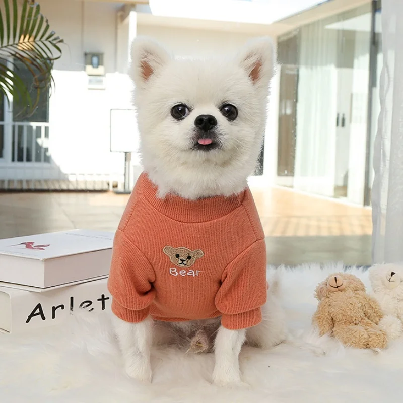 Sudaderas con capucha para perros pequeños, ropa con bordado de oso para perros, jerséis de invierno para cachorros, sudaderas con capucha suaves y cálidas para gatos, sudaderas para perros y mascotas - imagen 5