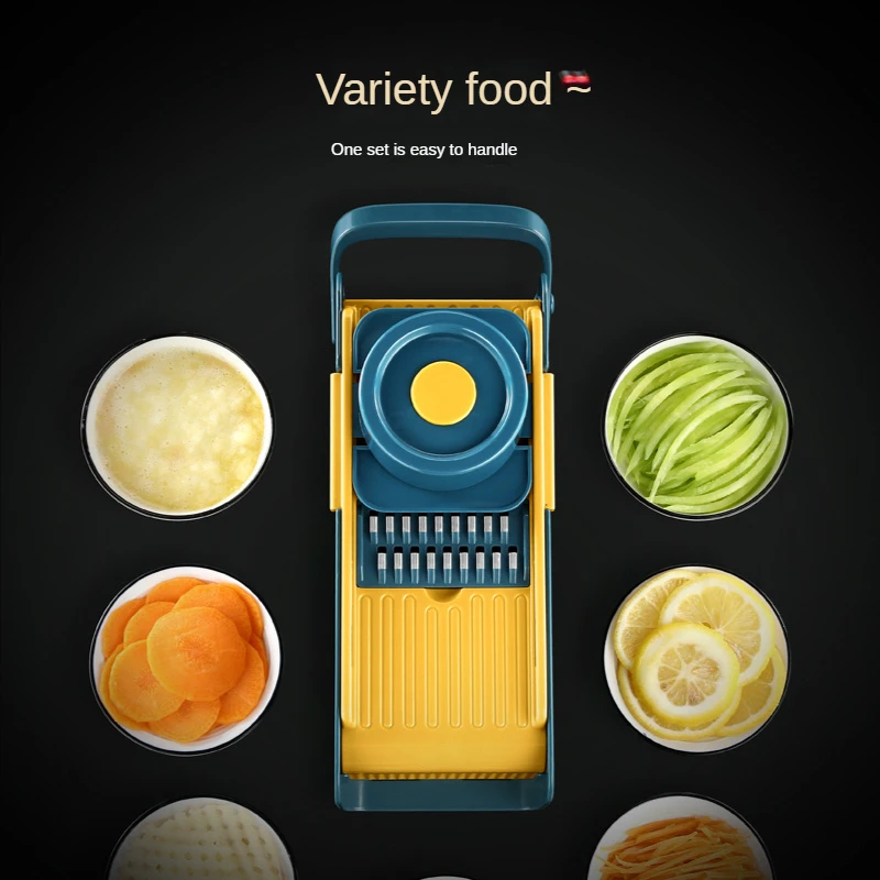 Cortador de verduras multifuncional, trituradoras con cesta, cortador de patatas y frutas, rallador de zanahoria, herramientas de mandolina, 5 cuchillas - imagen 3