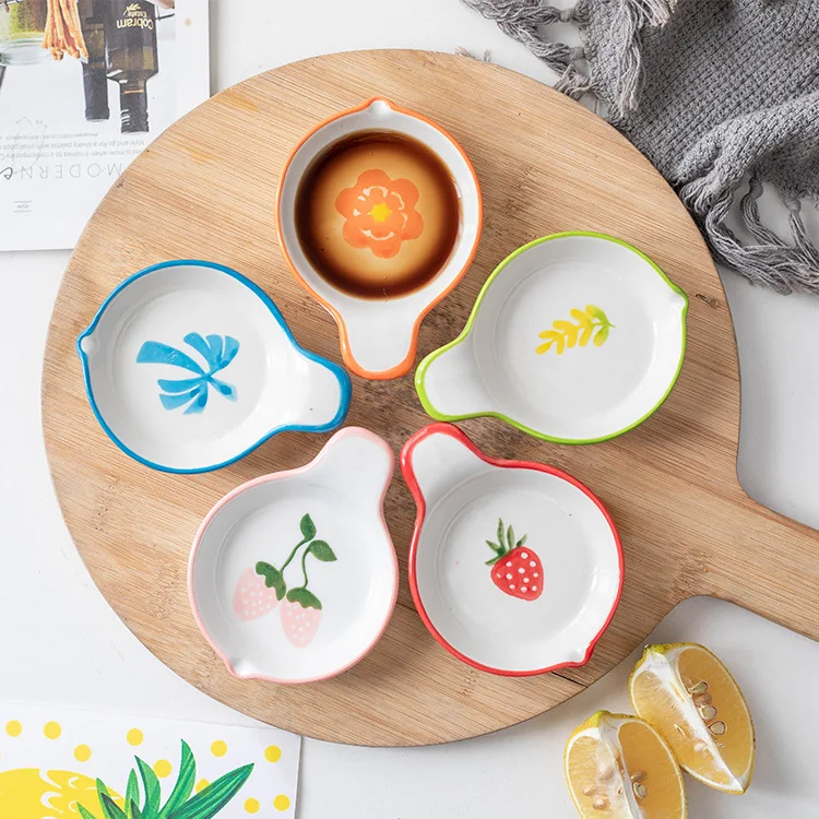 Accesorios para perros de moda, plato pequeño japonés, plato de cerámica para mascotas de dibujos animados, Mini mango creativo para el hogar, plato pequeño para gato y perro - imagen 2