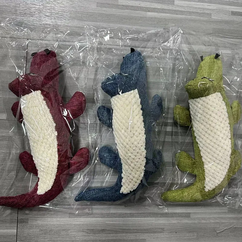 Juguete cocodrilo sonoro para perros – Terciopelo para masticar y limpiar dientes - imagen 2