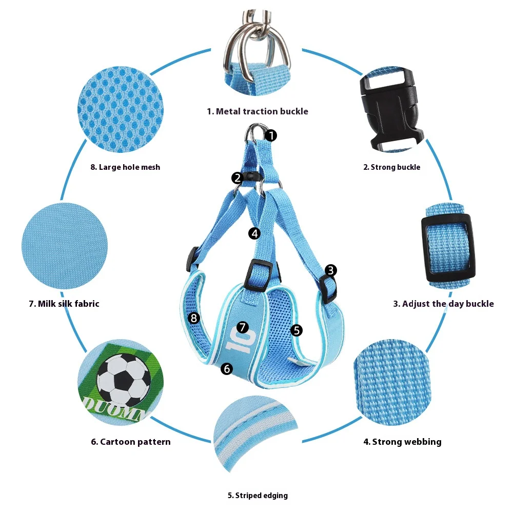 New Dog Harness Vest for Small Dogs Adjustable Reflective Pet Leash Set Cute Cartoon Design No Pull Soft Padded Walking Gear - imagen 5
