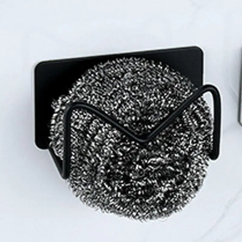 Soporte de esponja de acero inoxidable para fregadero, escurridor de vajilla, estante de limpieza autoadhesivo, suministros de almacenamiento de limpieza de cocina - imagen 4