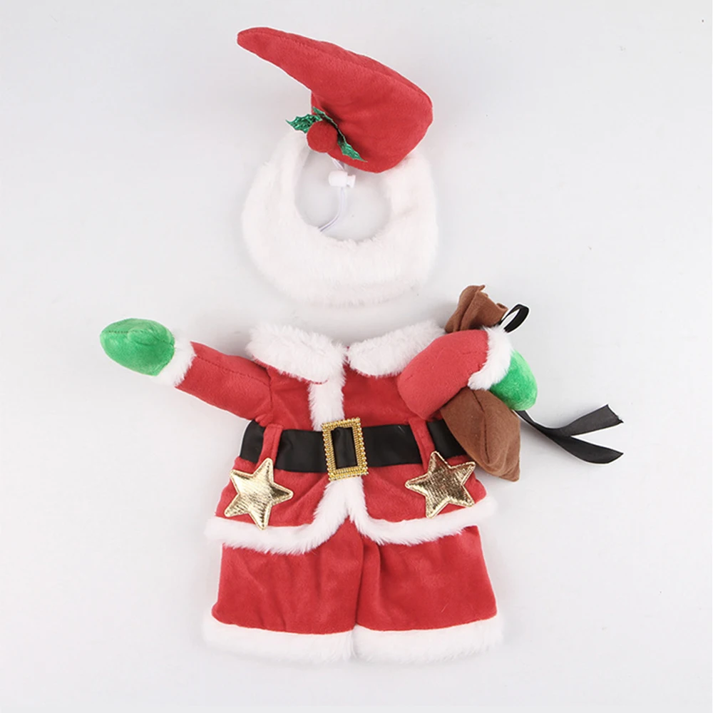 Disfraz de Papá Noel para perros y gatos, ropa de Navidad para mascotas, abrigo divertido para cachorros, traje de chaqueta con gorro, ropa cálida de invierno - imagen 3