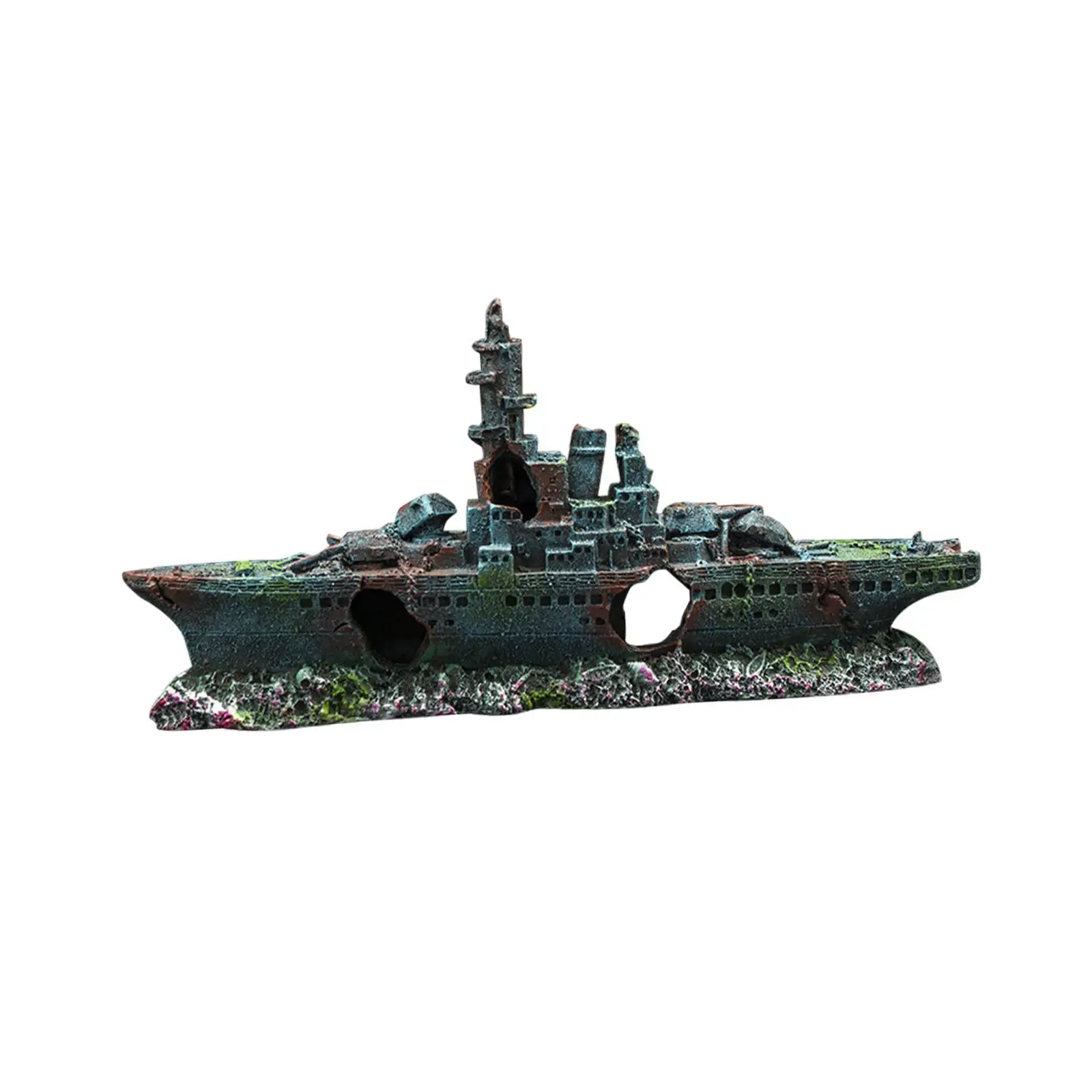 Aquarium Shipwreck Decoration Ship Figurine for Desktop Desk Micro Landscape
