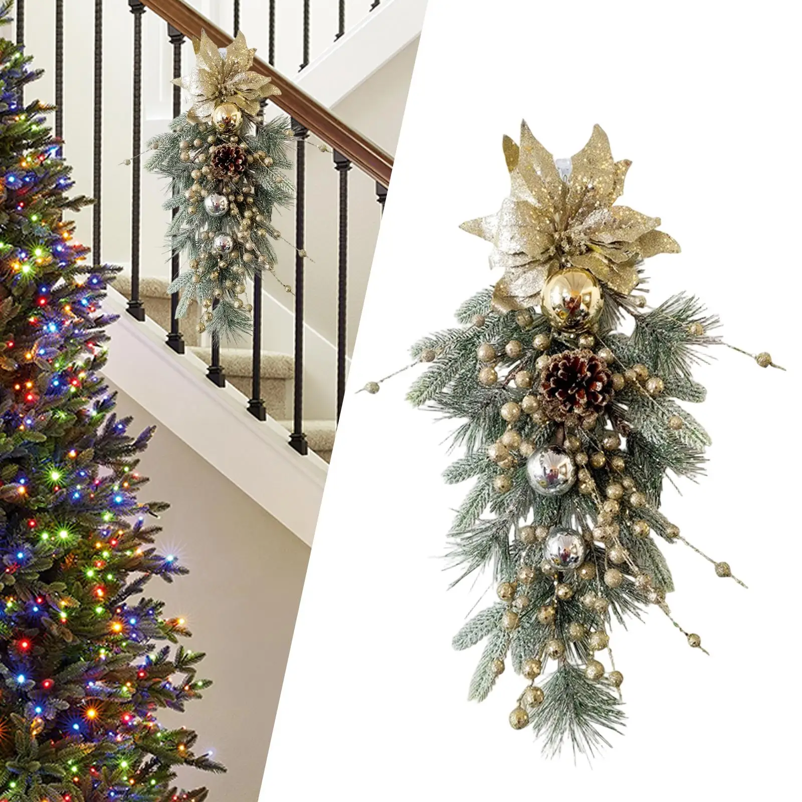 Christmas Teardrop Swag Wall Hanging Ornament, Christmas Wreath, Winter Swag,