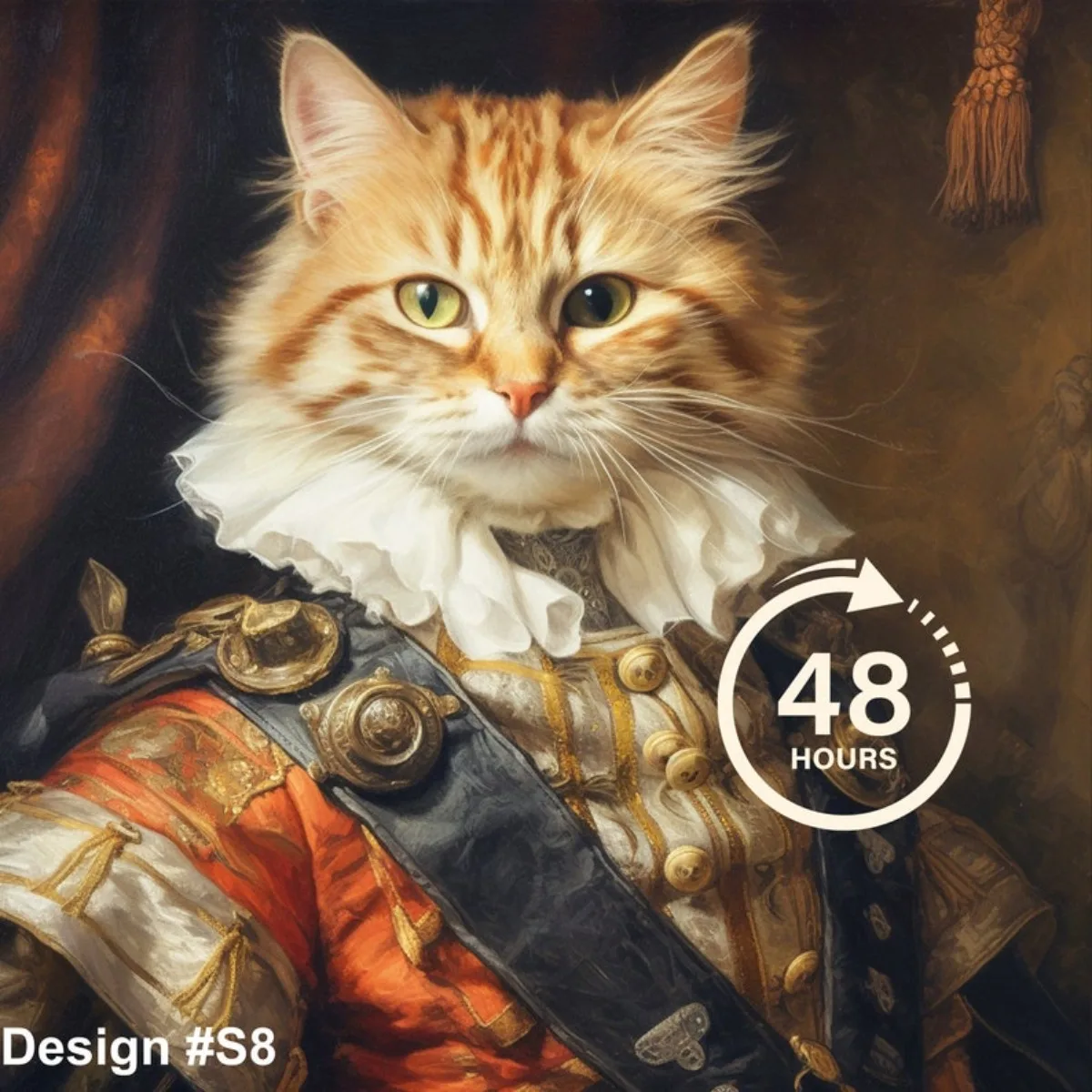 ATUBAN Retrato de gato caballero personalizado, pintura de gato renacentista, regalo para amantes de las mascotas, retrato real, regalo de retrato de mascota, regalo para gato