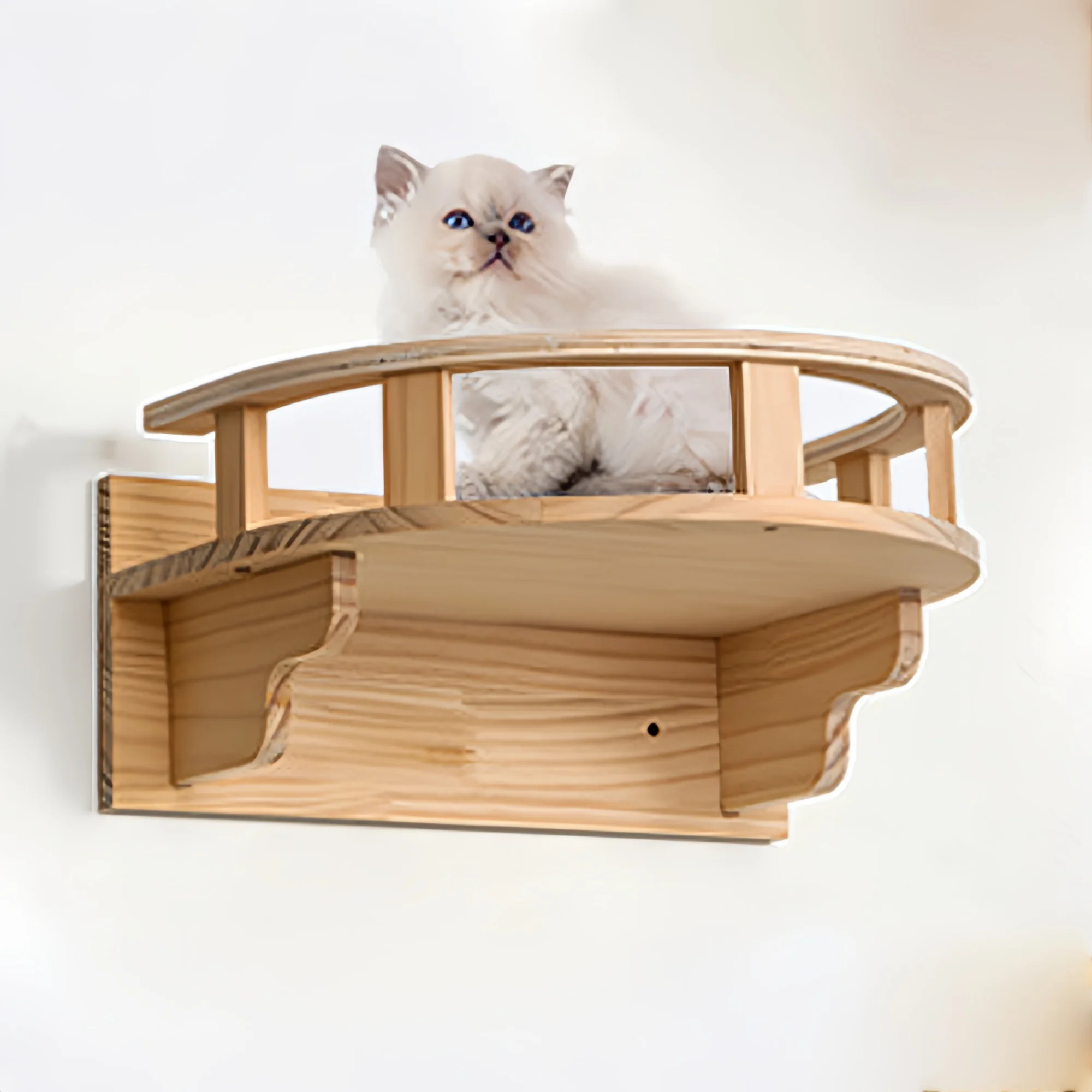 Muebles de escalada para gatos de interior de madera maciza, estante para gatos, percha montada en la pared y ocultos, muebles de interior para descanso y búsqueda de gatos