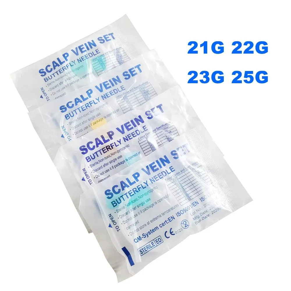 KIYUE 50 Uds aguja desechable de recolección de sangre de mariposa tipo ala doble aguja de recolección de sangre sala de cuidado de mascotas gatos perros animales