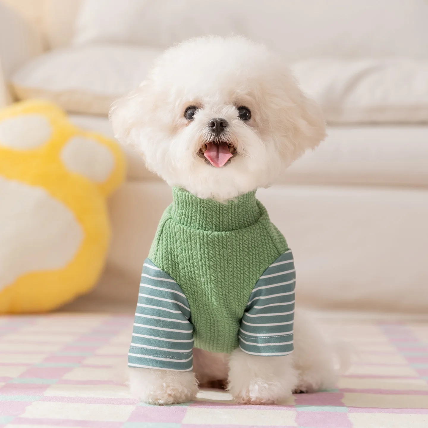 Otoño e Invierno mascota Linda camisa inferior a rayas Sudadera con capucha fina gato abrigo de tamaño pequeño y mediano ropa para cachorros para perros pequeños - imagen 2