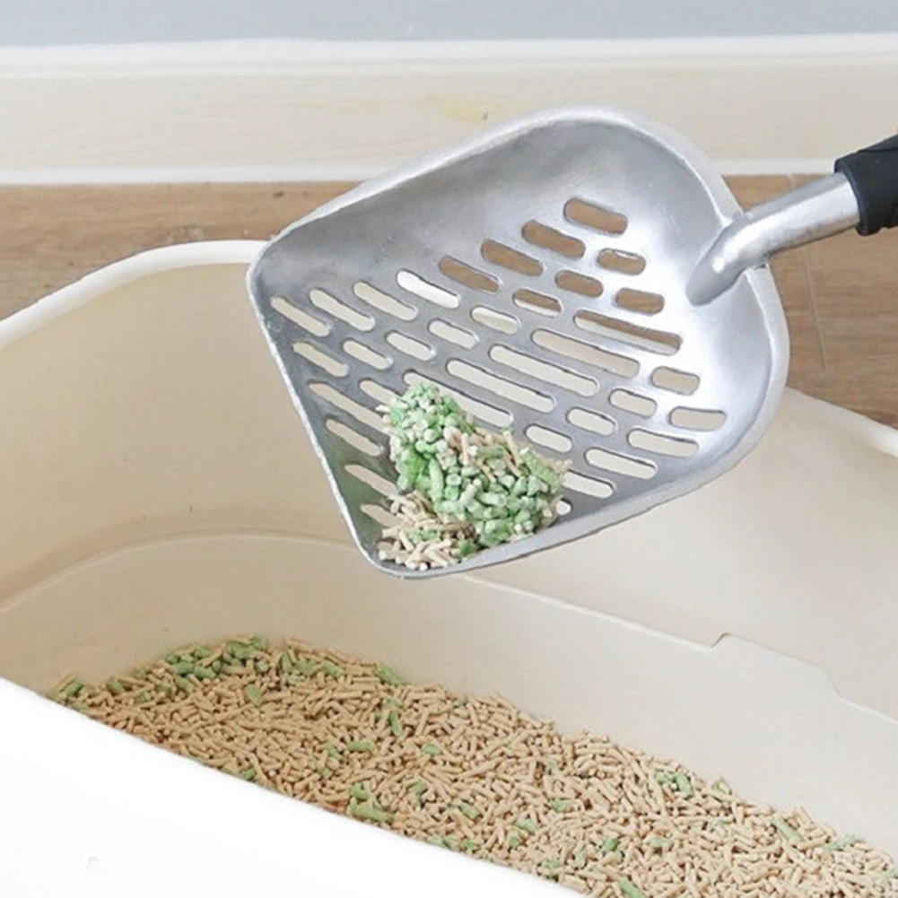 Pala grande de aleación de aluminio para arena de mascotas, limpiador de excrementos de Metal, pala de limpieza para el hogar - imagen 3