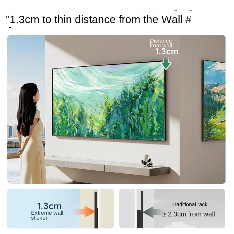 Soporte de TV de papel tapiz de arte ultrafino para TV LCD de 40-100 pulgadas soporte de montaje en pared soporte sólido de carga grande soporte de acero para montaje en TV de pared - imagen 2