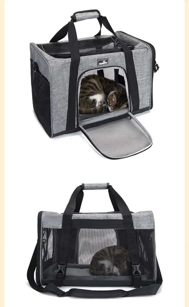 Transportín de mascotas de gran capacidad para viaje en coche, bolsa de mano transpirable para gatos, perros, carcasa de perrera portátil de concha suave, bolsa transportadora para mascotas - imagen 5