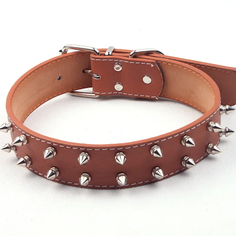 Collar de perro de cuero PU, Collar de entrenamiento de perro de moda con remaches de bala suave y ajustable para mascotas medianas y grandes - imagen 5