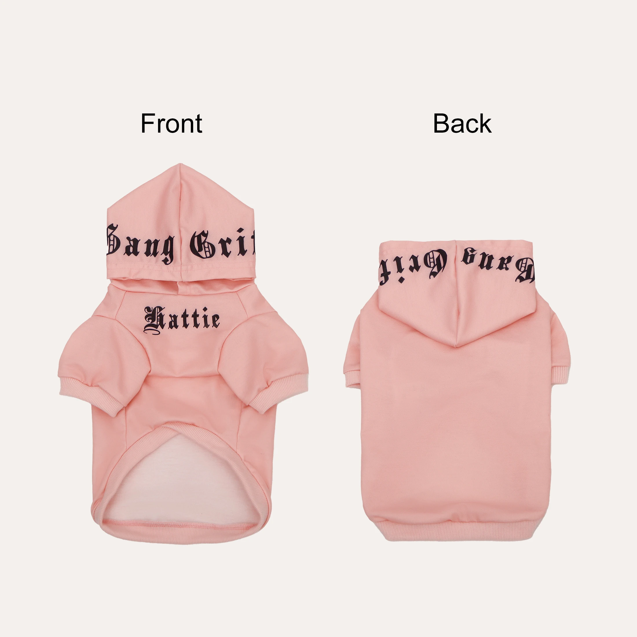 Sudadera con capucha rosa/negra para perros y gatos pequeños medianos - imagen 2