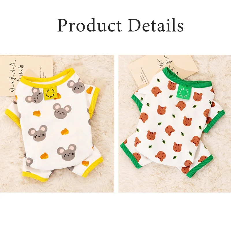 Monos para perros a la moda, pijamas con patrón de oso para perros, monos bonitos para cachorros, monos cálidos y suaves para gatos, disfraz para mascotas, ropa para perros Chihuahua - imagen 5